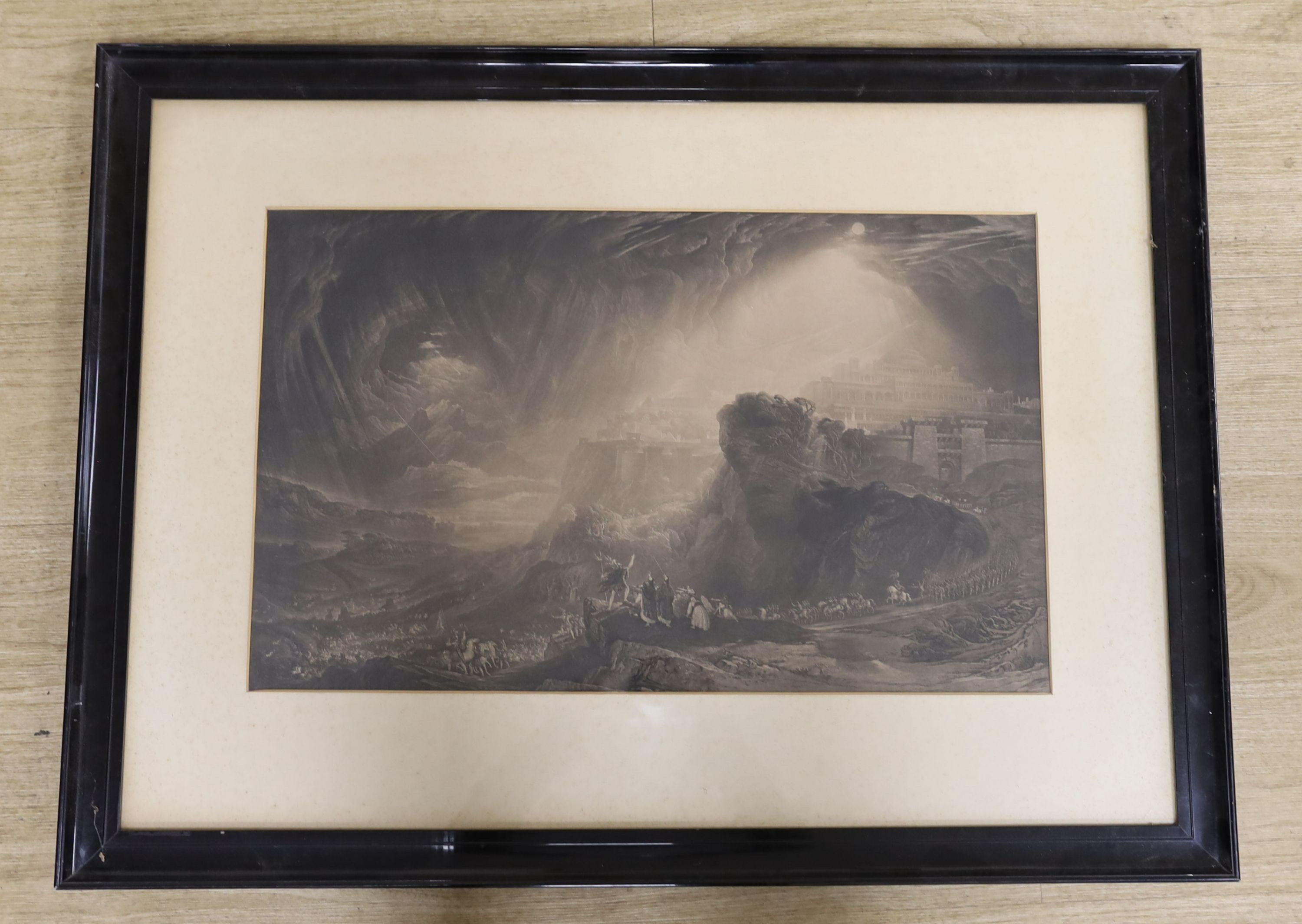 After John Martin (1789-1854), mezzotint, 'Joshua commanding the Sun....', 42 x 68cm